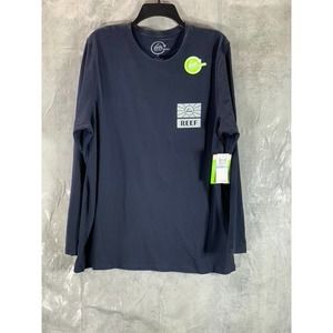 Reef Men's Navy Logo Long Sleeve Crewneck Pullover T-Shirt SZ XL